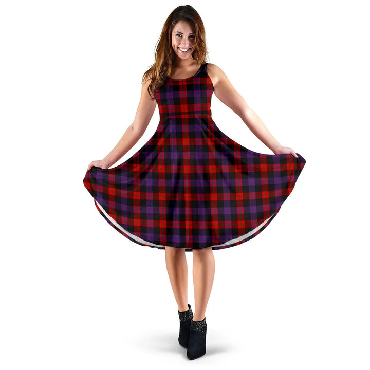 Scottish Brown Modern Clan Tartan Women Midi Dress