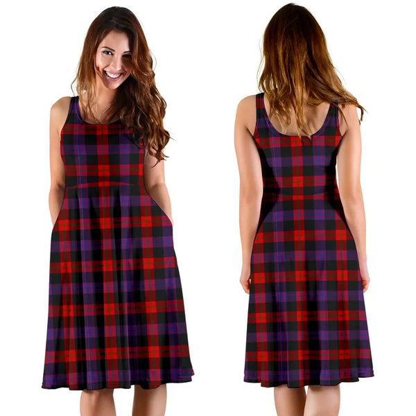 Scottish Brown Modern Clan Tartan Women Midi Dress