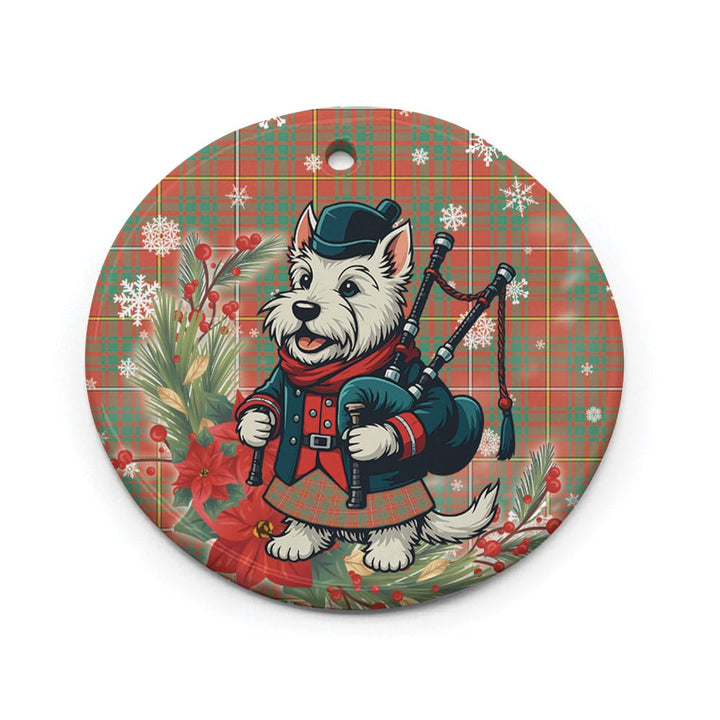 Scottish Bruce Ancient Clan Tartan Ceramic Ornament Cute Scottish Terrier Dog Circle Style Tartan Plaid
