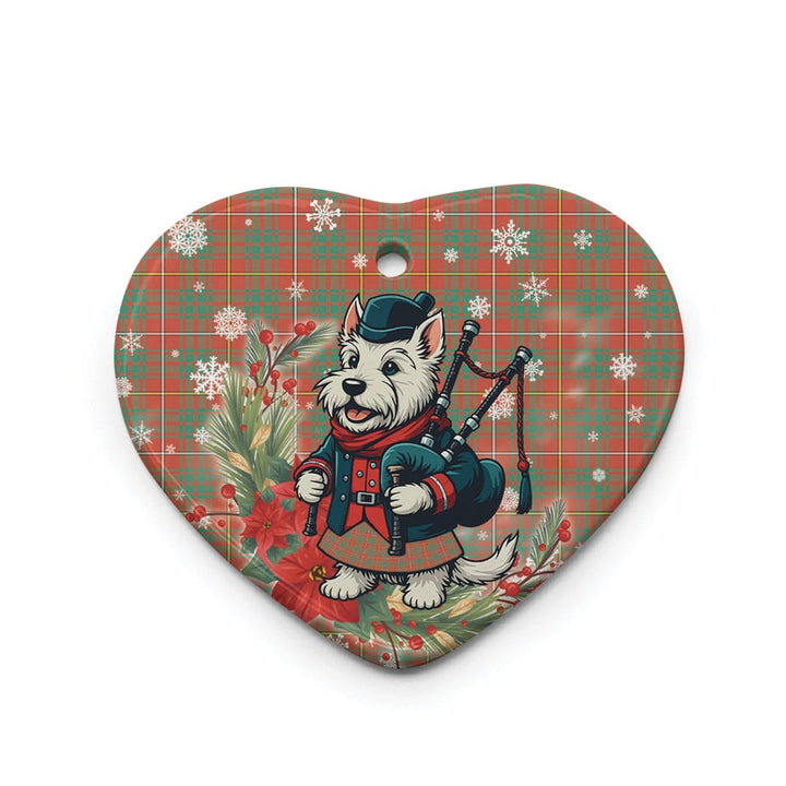 Scottish Bruce Ancient Clan Tartan Ceramic Ornament Cute Scottish Terrier Dog Heart Style Tartan Plaid