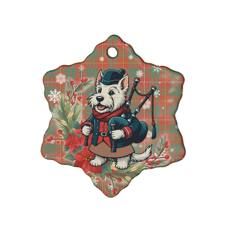 Scottish Bruce Ancient Clan Tartan Ceramic Ornament Cute Scottish Terrier Dog Snow Flake Style Tartan Plaid