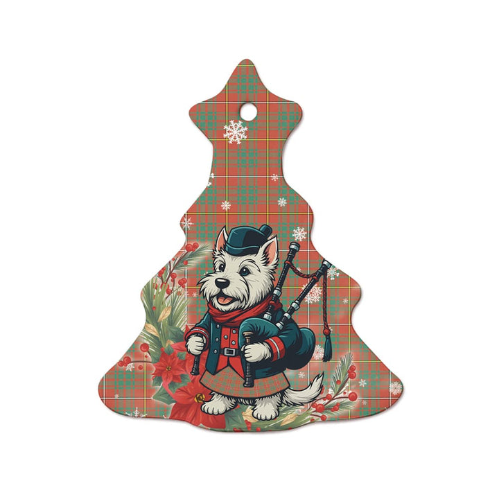 Scottish Bruce Ancient Clan Tartan Ceramic Ornament Cute Scottish Terrier Dog Tree Style Tartan Plaid
