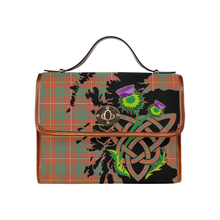 Scottish Bruce Ancient Clan Tartan Waterproof Canvas Bag With Thistle Tartan Plaid 1