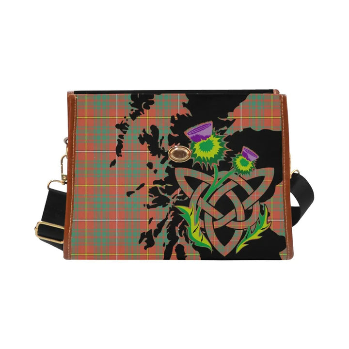 Scottish Bruce Ancient Clan Tartan Waterproof Canvas Bag With Thistle Tartan Plaid 2