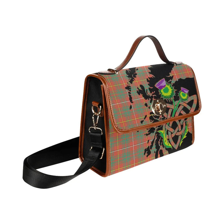Scottish Bruce Ancient Clan Tartan Waterproof Canvas Bag With Thistle Tartan Plaid 3