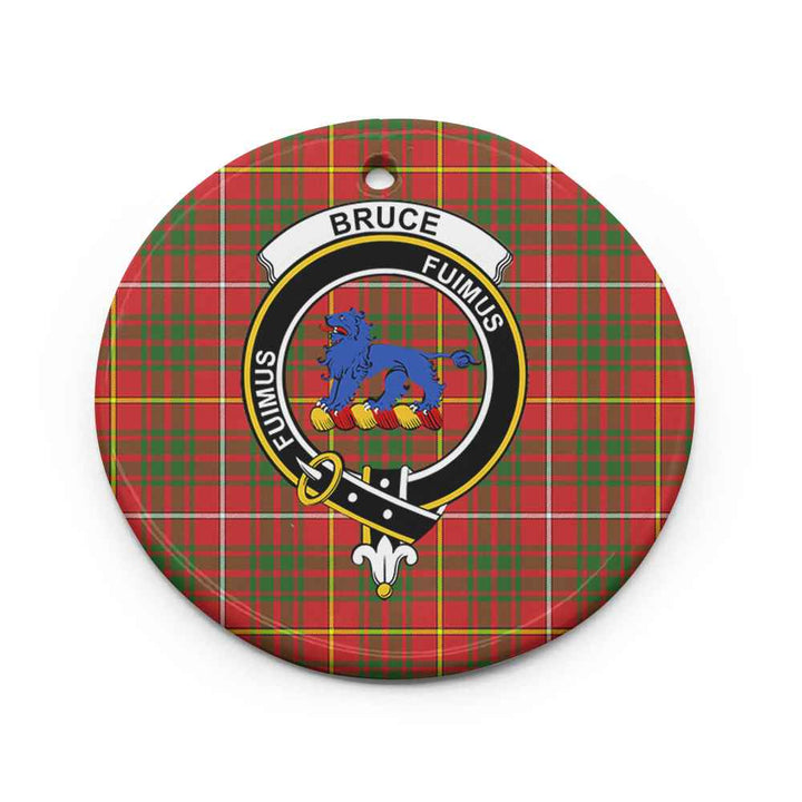 Scottish Bruce Clan Crest Tartan Ceramic Ornament Circle Shape Tartan Plaid