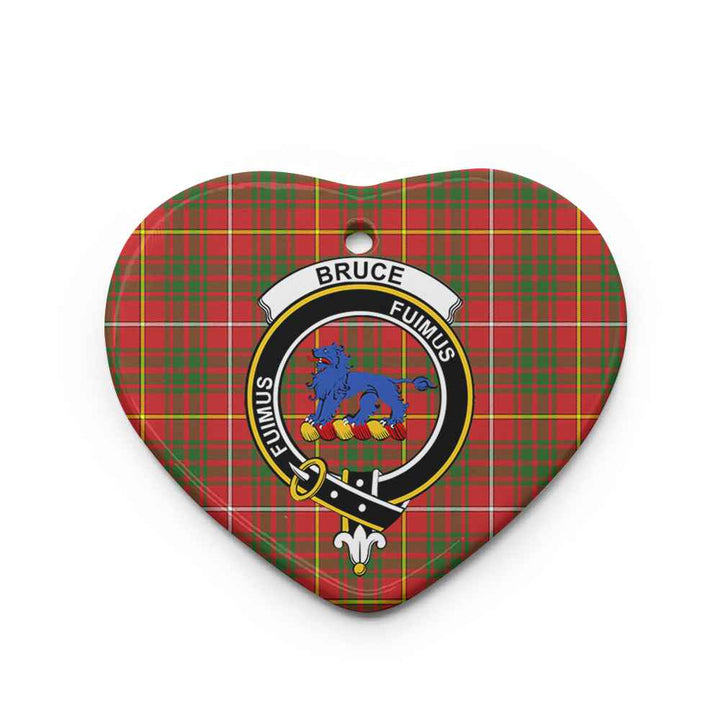 Scottish Bruce Clan Crest Tartan Ceramic Ornament Heart Shape Tartan Plaid