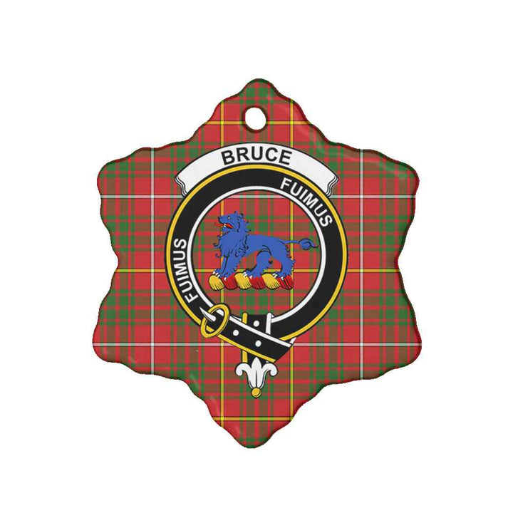 Scottish Bruce Clan Crest Tartan Ceramic Ornament Snow Flake Shape Tartan Plaid