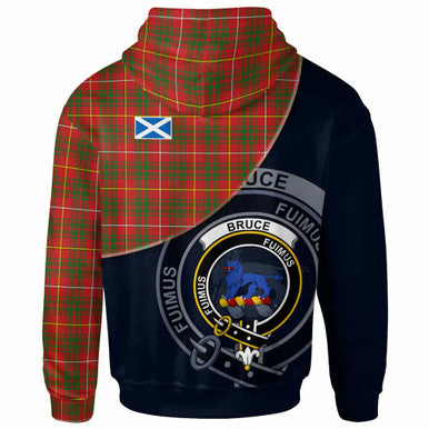 Scottish Bruce Clan Crest Tartan Hoodie - Bend Style Back Side Tartan Plaid