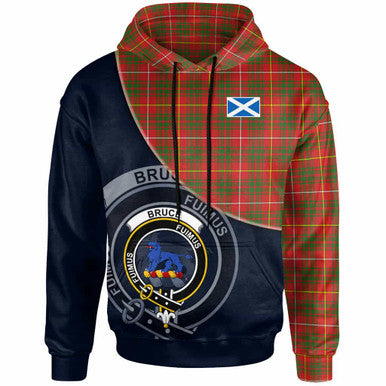 Scottish Bruce Clan Crest Tartan Hoodie - Bend Style Front Side Tartan Plaid