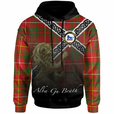 Scottish Bruce Clan Crest Tartan Hoodie - Scotland Lion Front Side Tartan Plaid