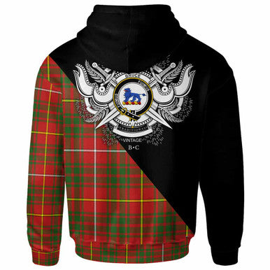 Scottish Bruce Clan Crest Tartan Hoodie - Military Logo Back Side Tartan Plaid