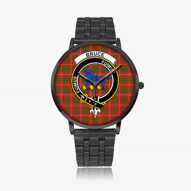 Scottish Bruce Clan Crest Tartan Instafamous Steel Quartz Watches Tartan Plaid Black 1