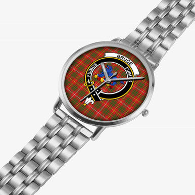 Scottish Bruce Clan Crest Tartan Instafamous Steel Quartz Watches Tartan Plaid Silver 2