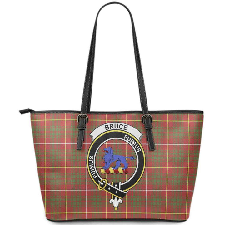 Scottish Bruce Clan Crest Tartan Leather Tote Tartan Plaid