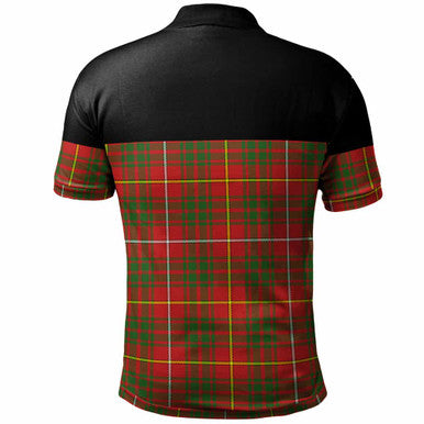Scottish Bruce Clan Crest Tartan Polo Shirt - Horizontal Style Back Side Tartan Plaid