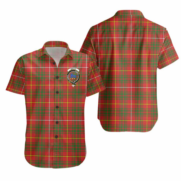 Scottish Bruce Clan Crest Tartan Short Sleeve Shirt Tartan Plaid