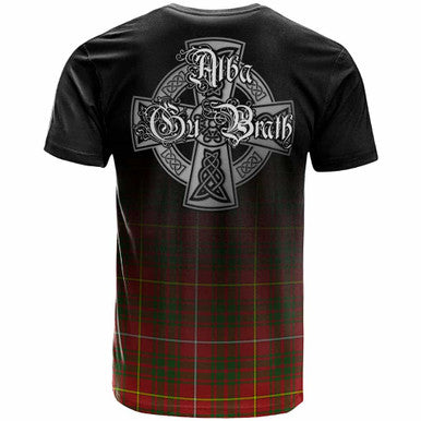 Scottish Bruce Clan Crest Tartan T-Shirt - Alba Gu Brath Family Crest Celtic Inspired Back Side Tartan Plaid