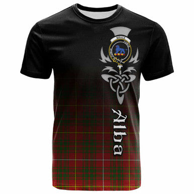 Scottish Bruce Clan Crest Tartan T-Shirt - Alba Gu Brath Family Crest Celtic Inspired Front Side Tartan Plaid