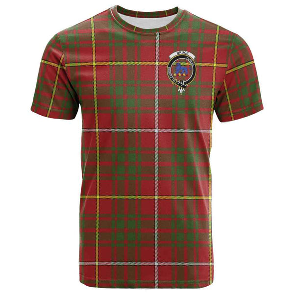 Scottish Bruce Clan Crest Tartan T-Shirt Front Side Tartan Plaid