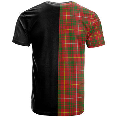 Scottish Bruce Clan Crest Tartan T-Shirt Half in Me Back Side Tartan Plaid