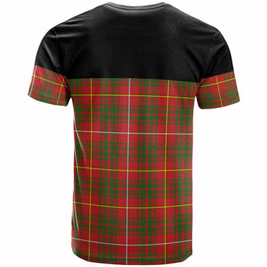 Scottish Bruce Clan Crest Tartan T-Shirt - Horizontal Style Back Side Tartan Plaid