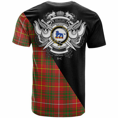 Scottish Bruce Clan Crest Tartan T-Shirt - Military Logo Back Side Tartan Plaid