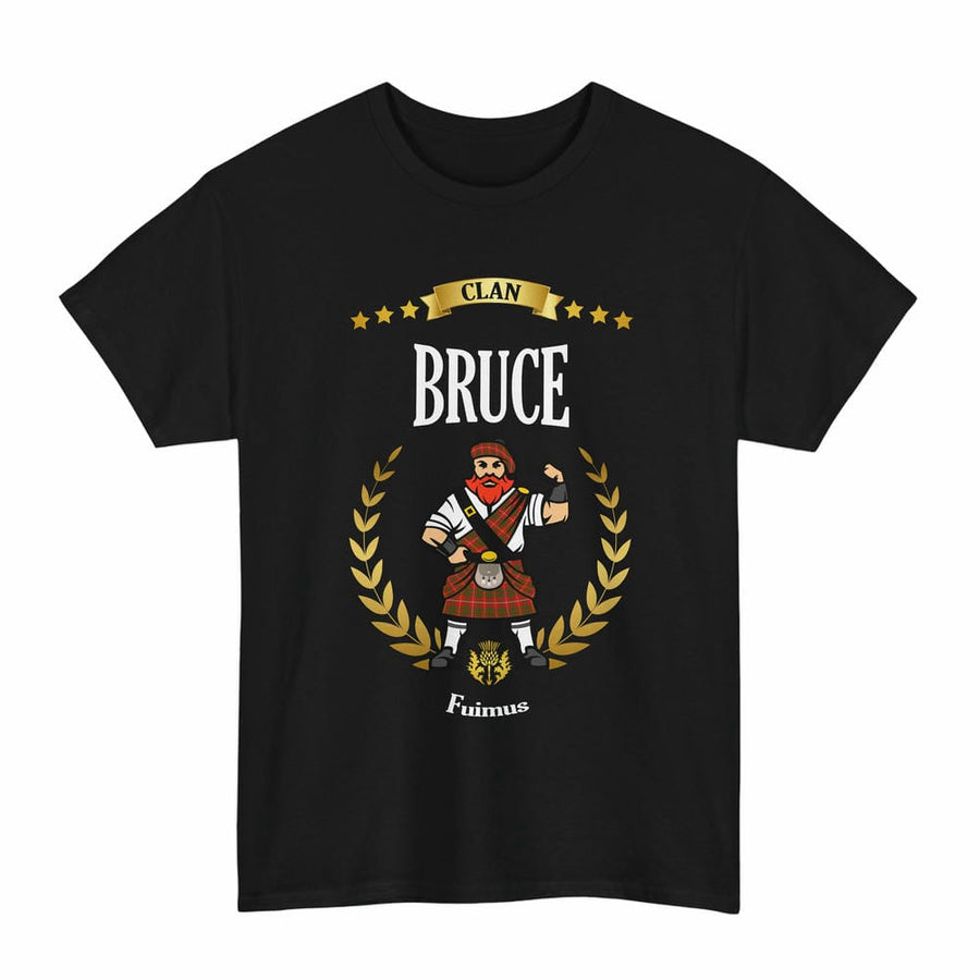 Scottish Bruce Clan Tartan Unisex T-Shirt - Motto Scotsman Tartan Plaid Black Color