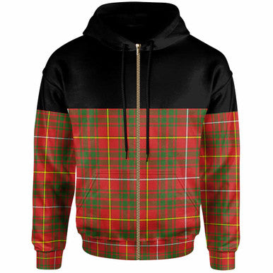 Scottish Bruce Modern Clan Tartan Hoodie - Horizontal Style Zip Tartan Plaid