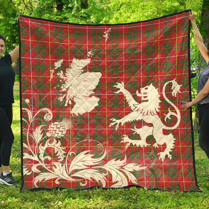 Scottish Bruce Modern Clan Tartan Quilt Rampant Lion with Thistle Tartan Plaid 1