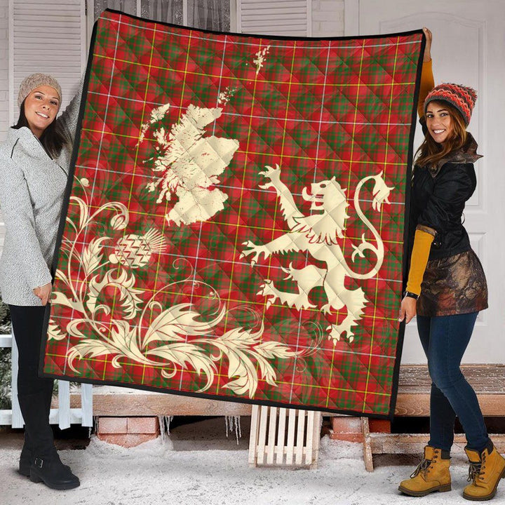 Scottish Bruce Modern Clan Tartan Quilt Rampant Lion with Thistle Tartan Plaid 2