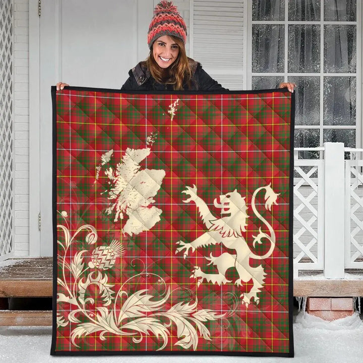 Scottish Bruce Modern Clan Tartan Quilt Rampant Lion with Thistle Tartan Plaid 3