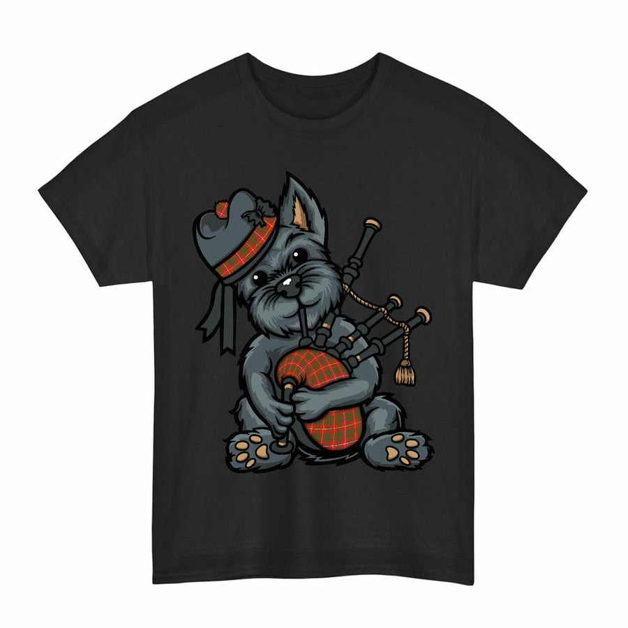Scottish Bruce Modern Clan Tartan Terrier Bagpipes Unisex T-Shirt Tartan Plaid Black Color