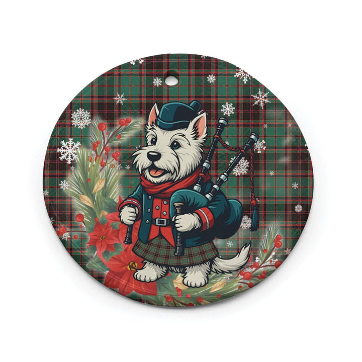Scottish Buchan Ancient Clan Tartan Ceramic Ornament Cute Scottish Terrier Dog Circle Style Tartan Plaid