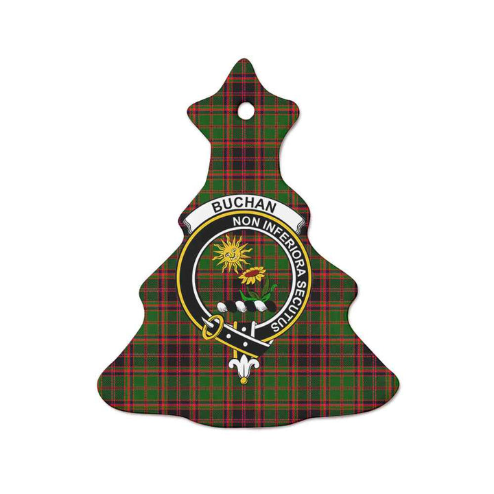 Scottish Buchan Clan Crest Tartan Ceramic Ornament Tree Shape Tartan Plaid