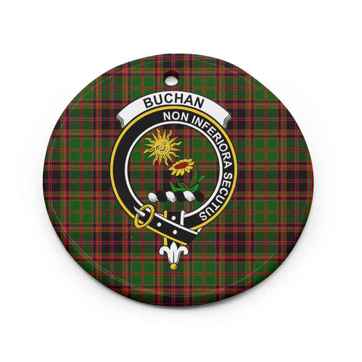 Scottish Buchan Clan Crest Tartan Ceramic Ornament Circle Shape Tartan Plaid