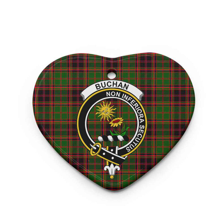 Scottish Buchan Clan Crest Tartan Ceramic Ornament Heart Shape Tartan Plaid