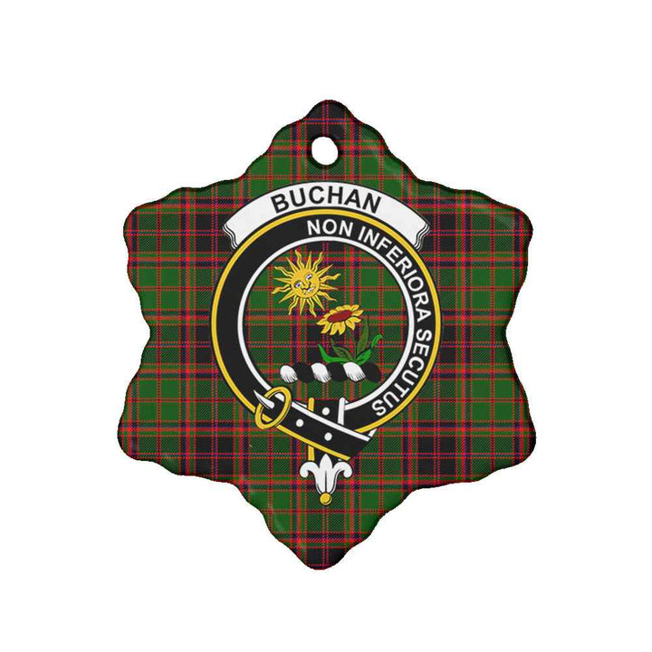 Scottish Buchan Clan Crest Tartan Ceramic Ornament Snow Flake Shape Tartan Plaid