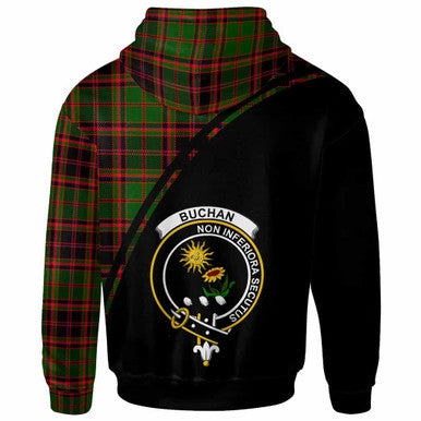Scottish Buchan Clan Crest Tartan Curve Hoodie Back Side Tartan Plaid