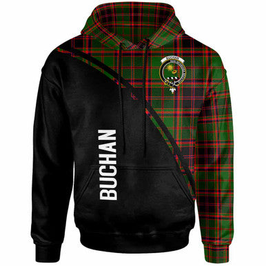 Scottish Buchan Clan Crest Tartan Curve Hoodie Front Side Tartan Plaid