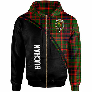 Scottish Buchan Clan Crest Tartan Curve Hoodie Zip-up Tartan Plaid