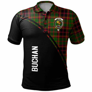 Scottish Buchan Clan Crest Tartan Curve Polo Shirt Front Side Tartan Plaid