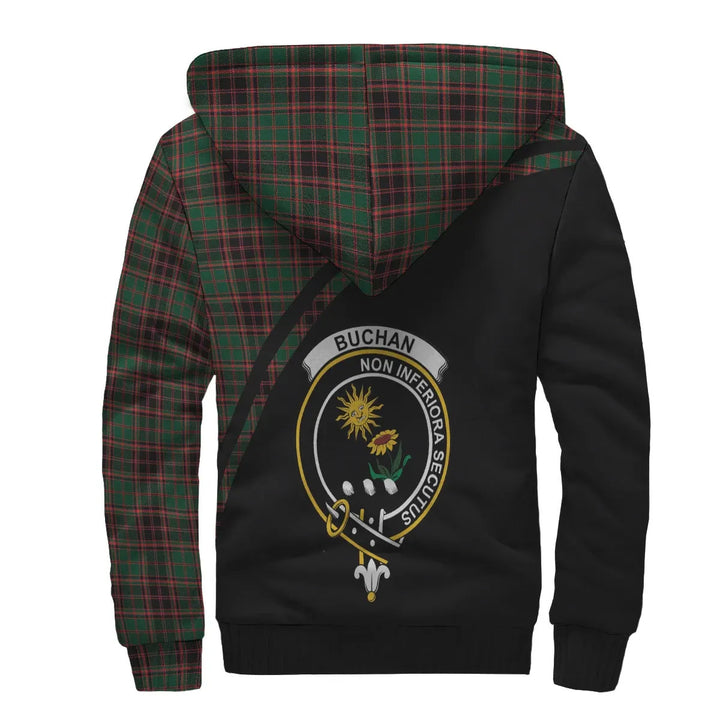 Scottish Buchan Clan Crest Tartan Curve Sherpa Hoodie