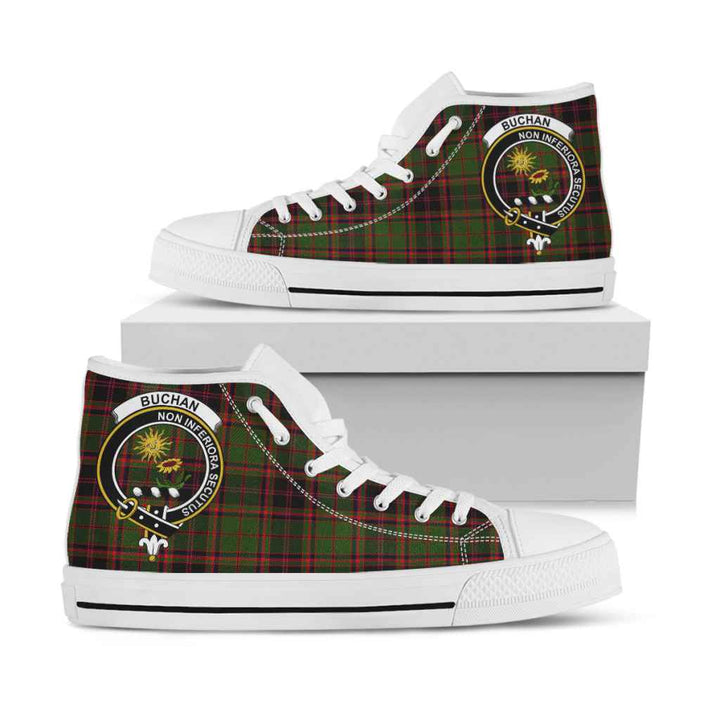 Scottish Buchan Clan Crest Tartan High Top Shoes White Sole Tartan Plaid