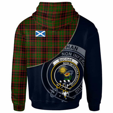 Scottish Buchan Clan Crest Tartan Hoodie - Bend Style Back Side Tartan Plaid