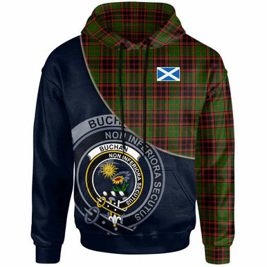 Scottish Buchan Clan Crest Tartan Hoodie - Bend Style Front Side Tartan Plaid