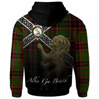 Scottish Buchan Clan Crest Tartan Hoodie - Celtic With Scotland Lion Back Side Tartan Plaid