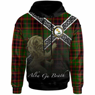 Scottish Buchan Clan Crest Tartan Hoodie - Scotland Lion Front Side Tartan Plaid