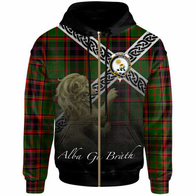 Scottish Buchan Clan Crest Tartan Hoodie - Scotland Lion Zip-up Tartan Plaid
