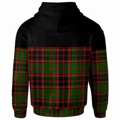 Scottish Buchan Clan Crest Tartan Hoodie - Horizontal Style Back Side Tartan Plaid